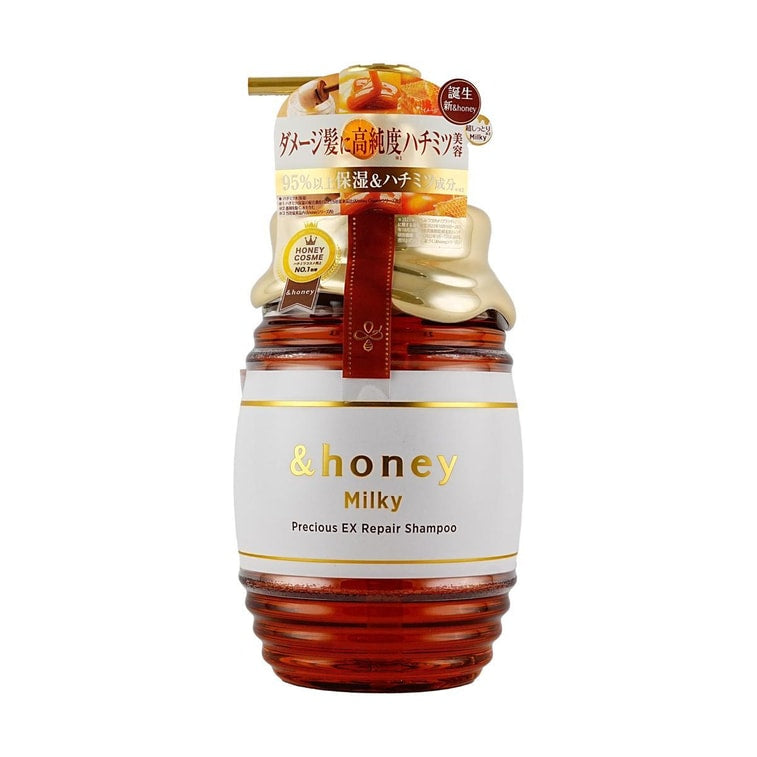 日本&HONEY安蒂花子 新升級濃潤修復洗髮水 牛奶&角蛋白蜂蜜 440ml 蘋果蜂蜜香 高保濕損傷護理