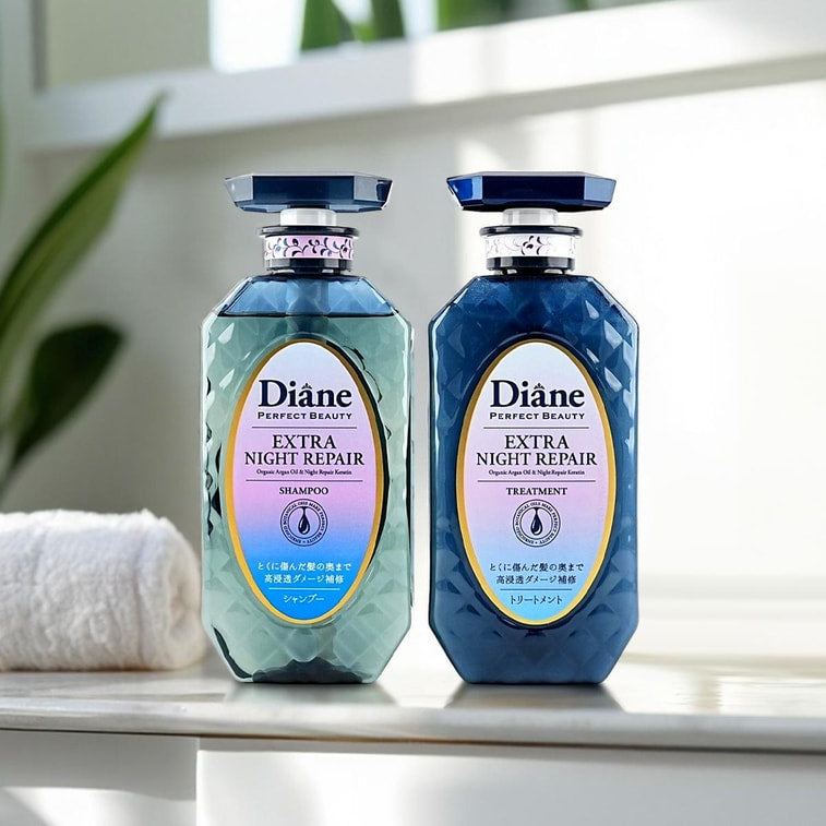 日本DIANE黛絲恩 緻美夜間修護洗護套裝 洗髮水450ml + 護髮素450ml