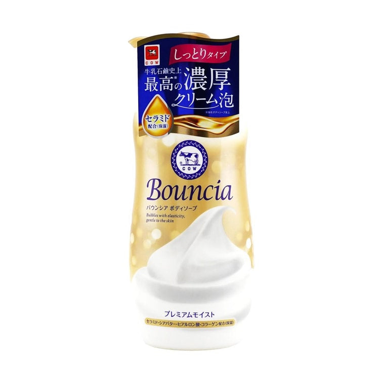 日本COW牛乳石鹼共進社 BOUNCIA 濃密泡沫沐浴乳 奢華金色美容去角質沐浴露 460ml
