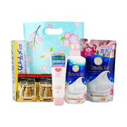 日本COW牛乳石鹼共進社 BOUNCIA玫瑰花香濃密泡沫沐浴乳含補充裝 +敏感肌神經醯胺保濕洗面乳 + 日本SUNSTAR 顆粒結晶鹽牙膏去牙漬