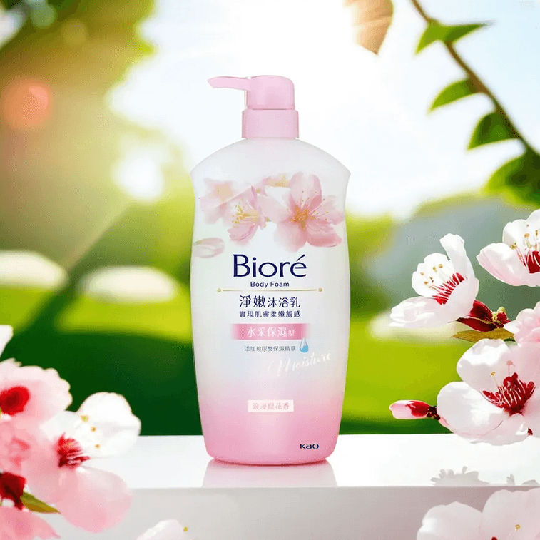 日本KAO花王 BIORE碧柔 淨嫩沐浴乳 水潤保濕型 玻尿酸精華 浪漫櫻花香 1000克