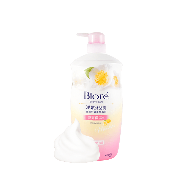 日本KAO花王 BIORE碧柔 淨嫩沐浴乳 淨亮保濕型 檸檬萃取 優雅山茶花香 1000g