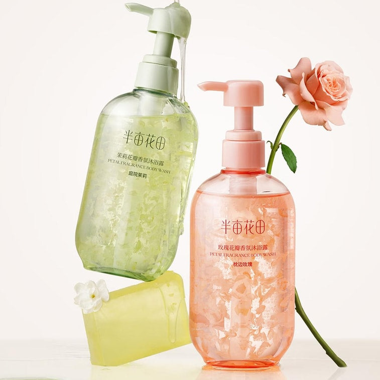 半畝花田 茉莉花真花瓣香氛沐浴露 氨基酸溫和清潔 持久留香 角鯊烷 500ml #庭院茉莉 柔潤細嫩