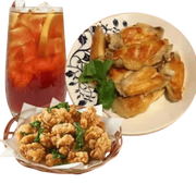盐酥鸡+ Salt& Pepper Chicken Wings (3 pcs)椒盐鸡翅 +KPLemon Tea廣式桴檬茶