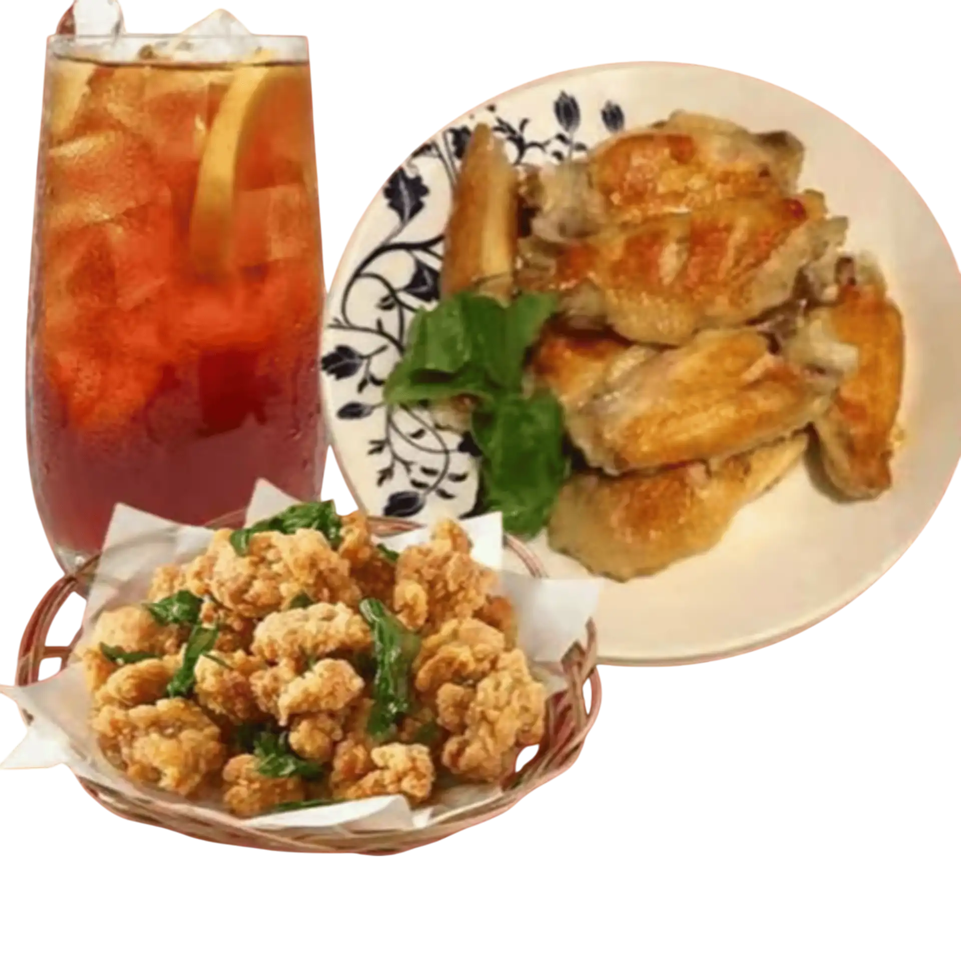 盐酥鸡+ Salt& Pepper Chicken Wings (3 pcs)椒盐鸡翅 +KPLemon Tea廣式桴檬茶