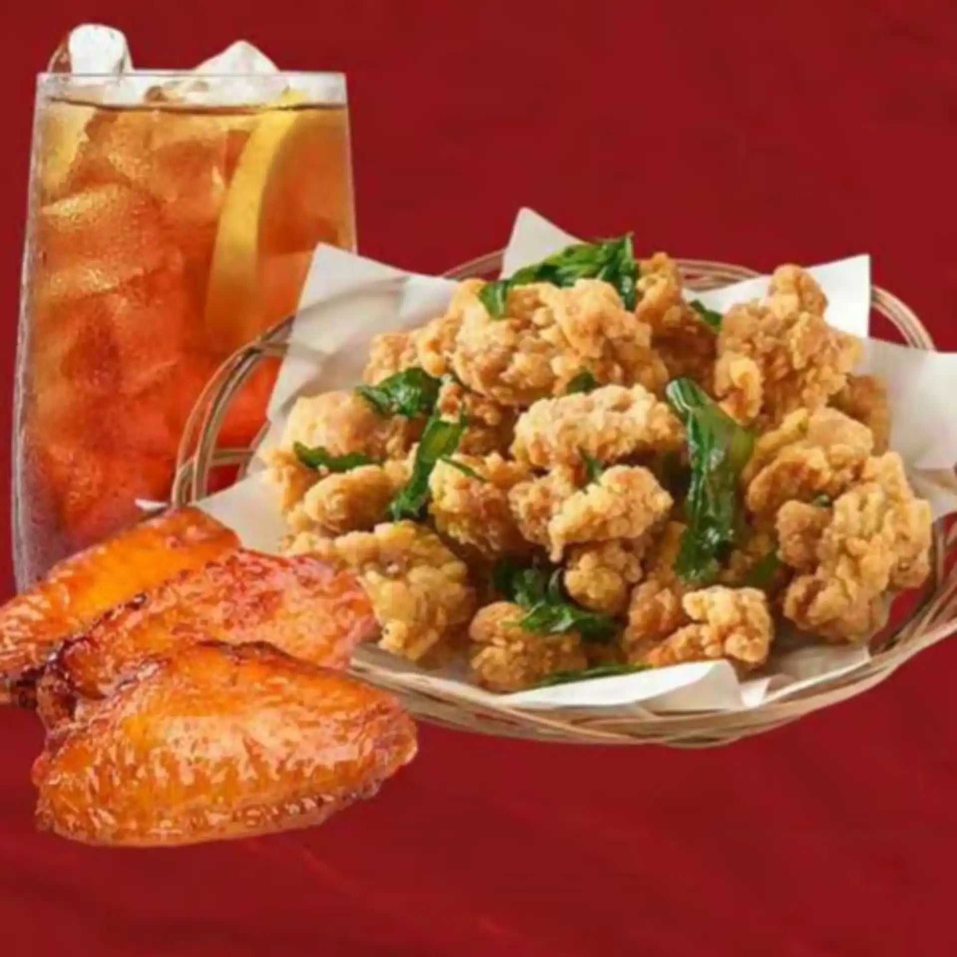 盐酥鸡+ New Orieans Style Chicken Wings (3 pcs)新奥尔良鸡翅+KPLemon Tea 廣式桴檬茶