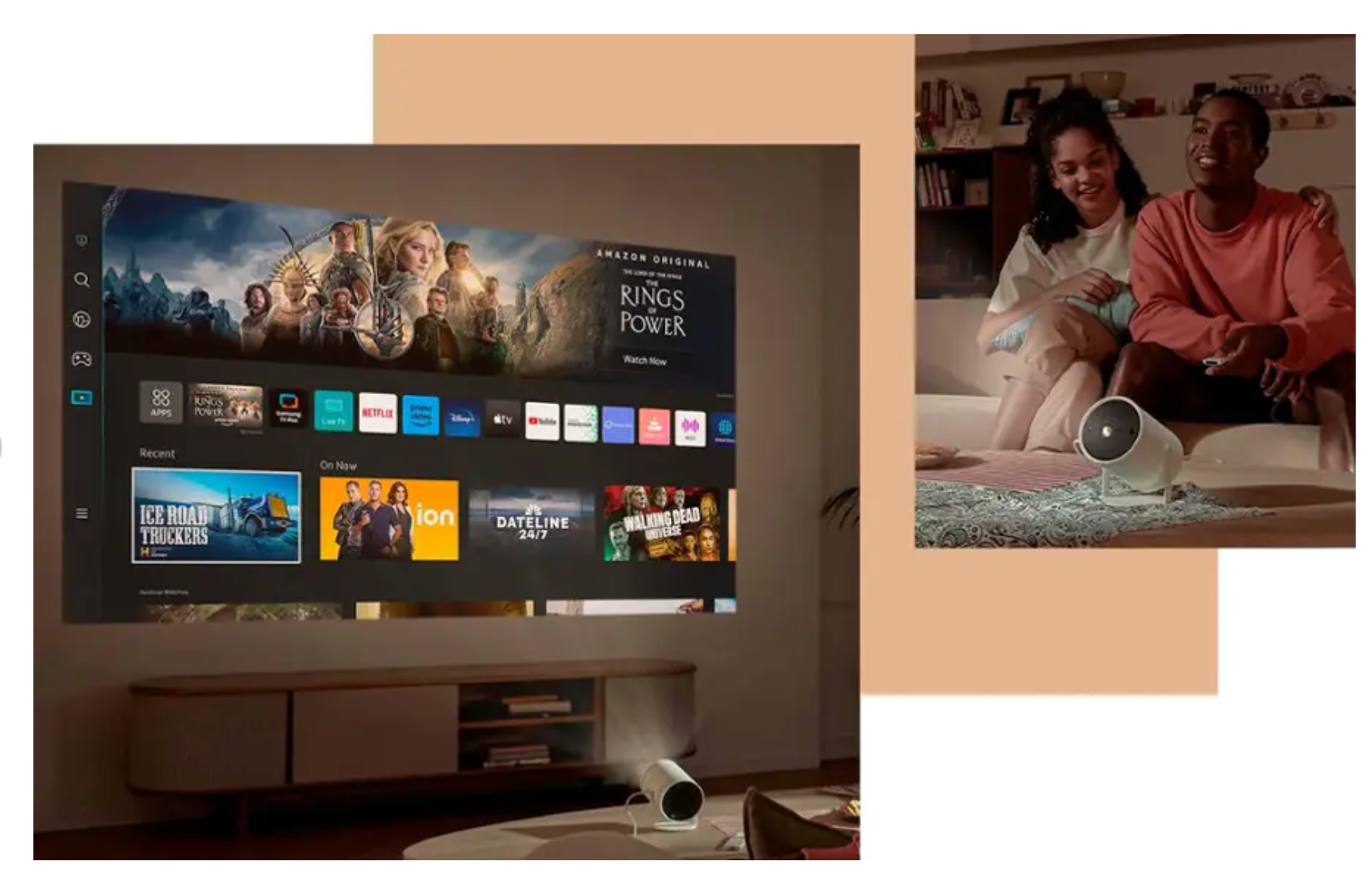 三星Samsung - Freestyle 第二代、 FHD HDR 超高清智慧型便攜式投影機 - 白色