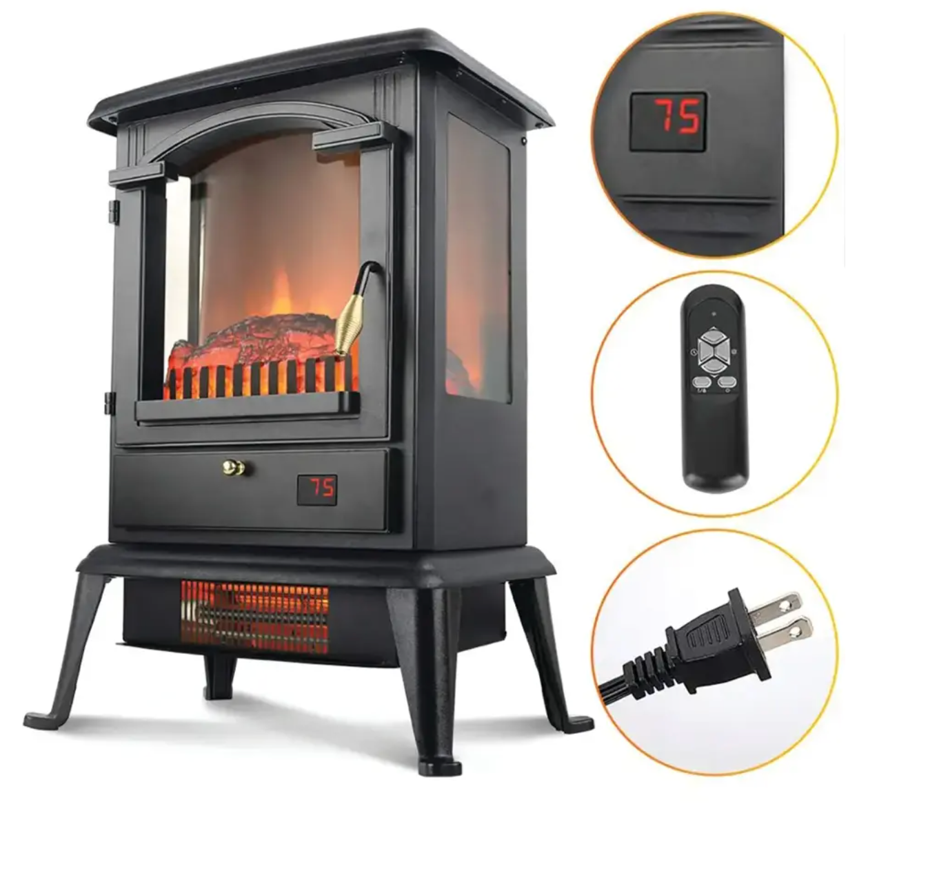 Lifesmart - 三面火焰紅外線加熱爐 - 黑色