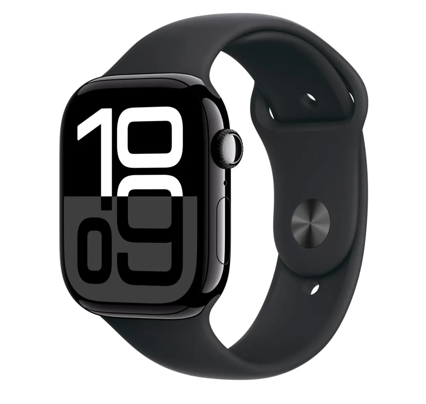 Apple Watch Series 10 (GPS) 46 毫米鋁金屬錶殼搭配黑色運動錶帶 - M/L - 亮黑色