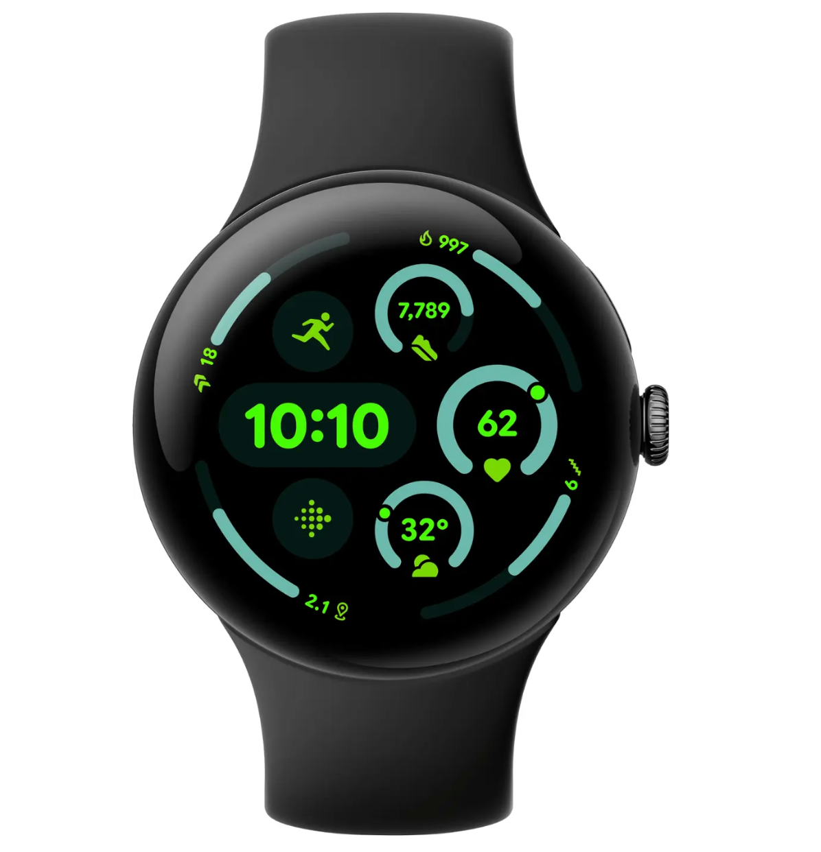 Google - Pixel Watch 3（45 毫米）智慧手錶，搭配黑曜石錶帶 - Wi-Fi - 霧面黑色