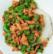 農家小炒肉蓋飯+青菜+滷蛋+香辣豆腐皮+可樂